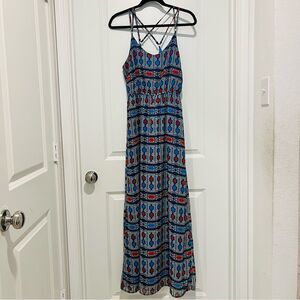 Forever 21 Women's Strappy Y2K Maxi Dress Southwest Print Size Small Low Back